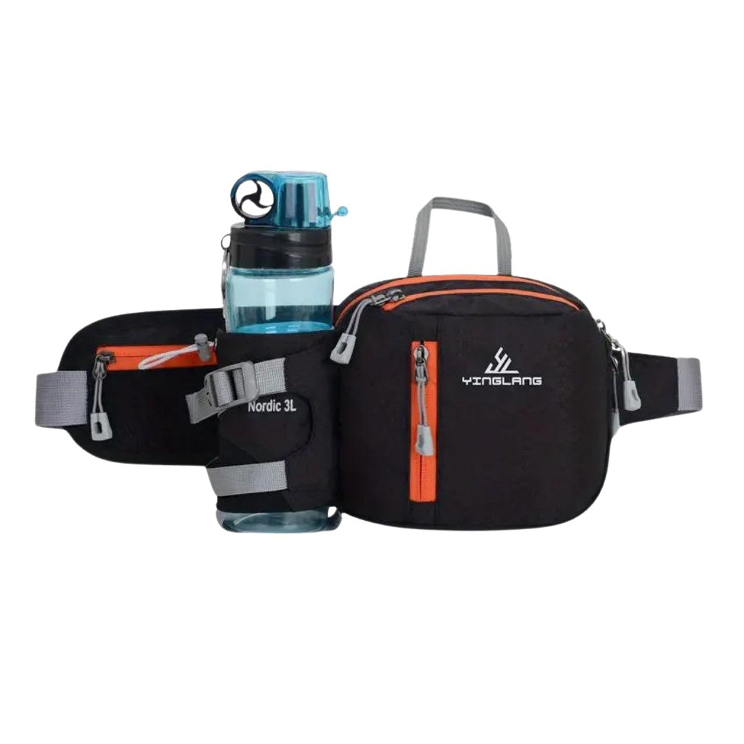 Waist Bag – Hiking Bum Bag with Water Bottle Holder – Black