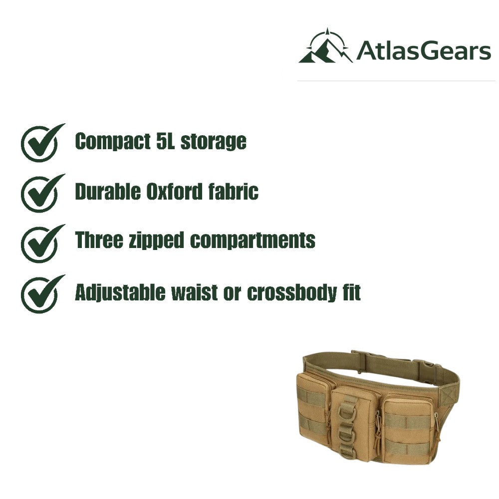 Waist Pack – Durable Adjustable 5L Bum Bag