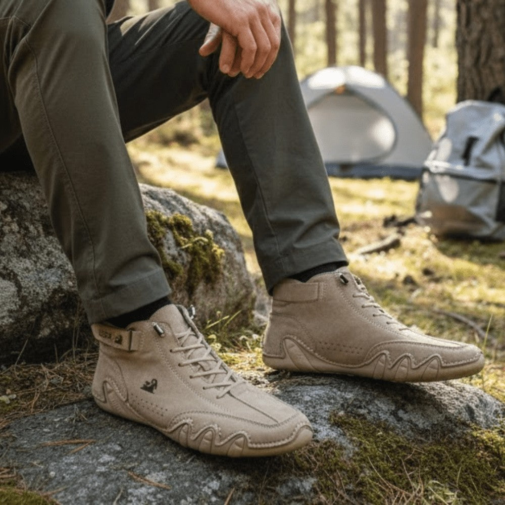 Walking Shoes – Men's Lightweight Breathable Grip Trainers – Khaki