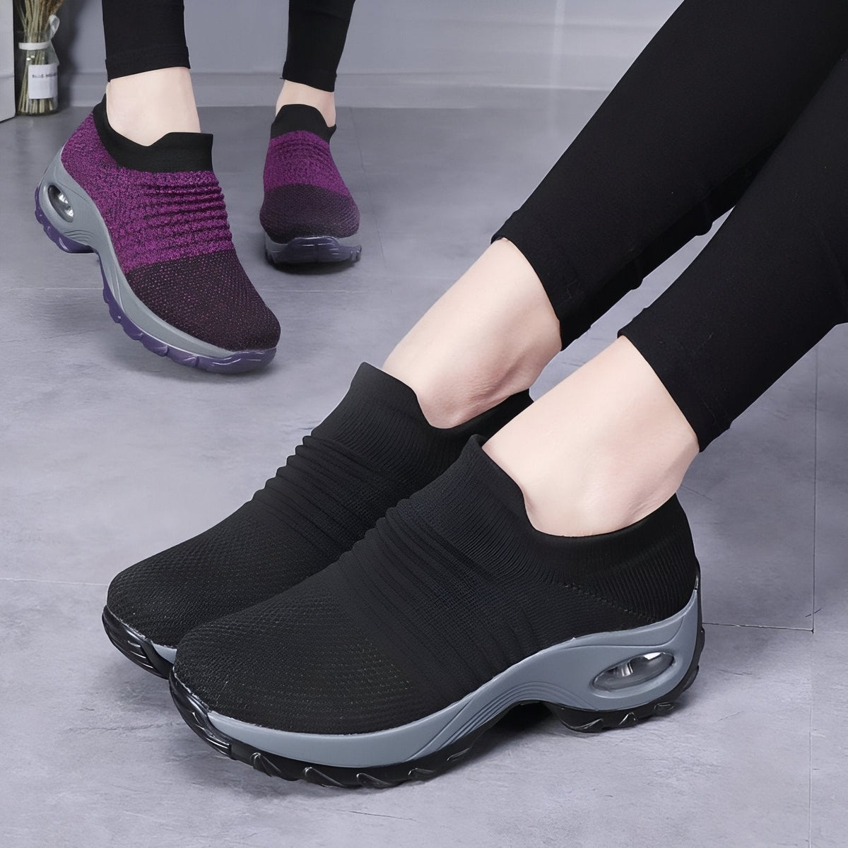 Walking Shoes – Women's Slip-On Cushioned Trainers