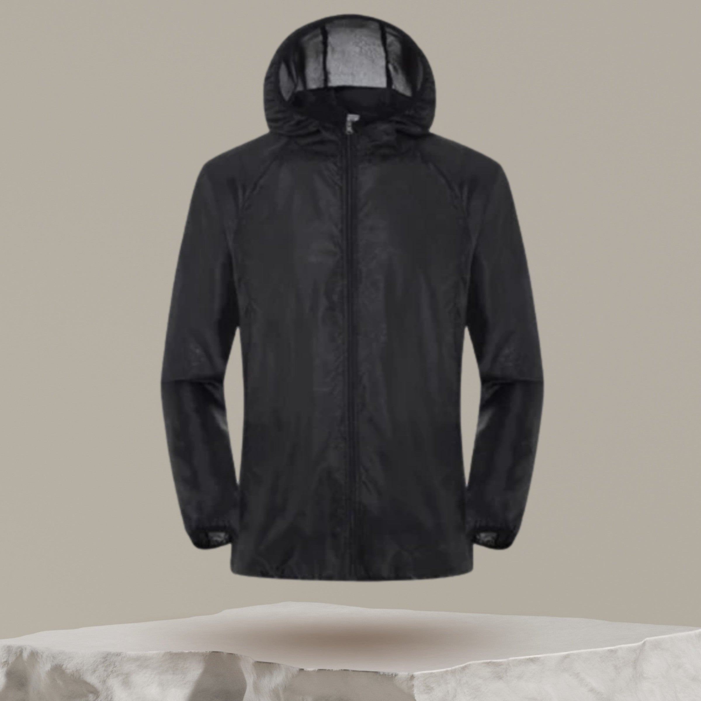 Waterproof Jacket – Windproof Packable Hiking Shell – Black