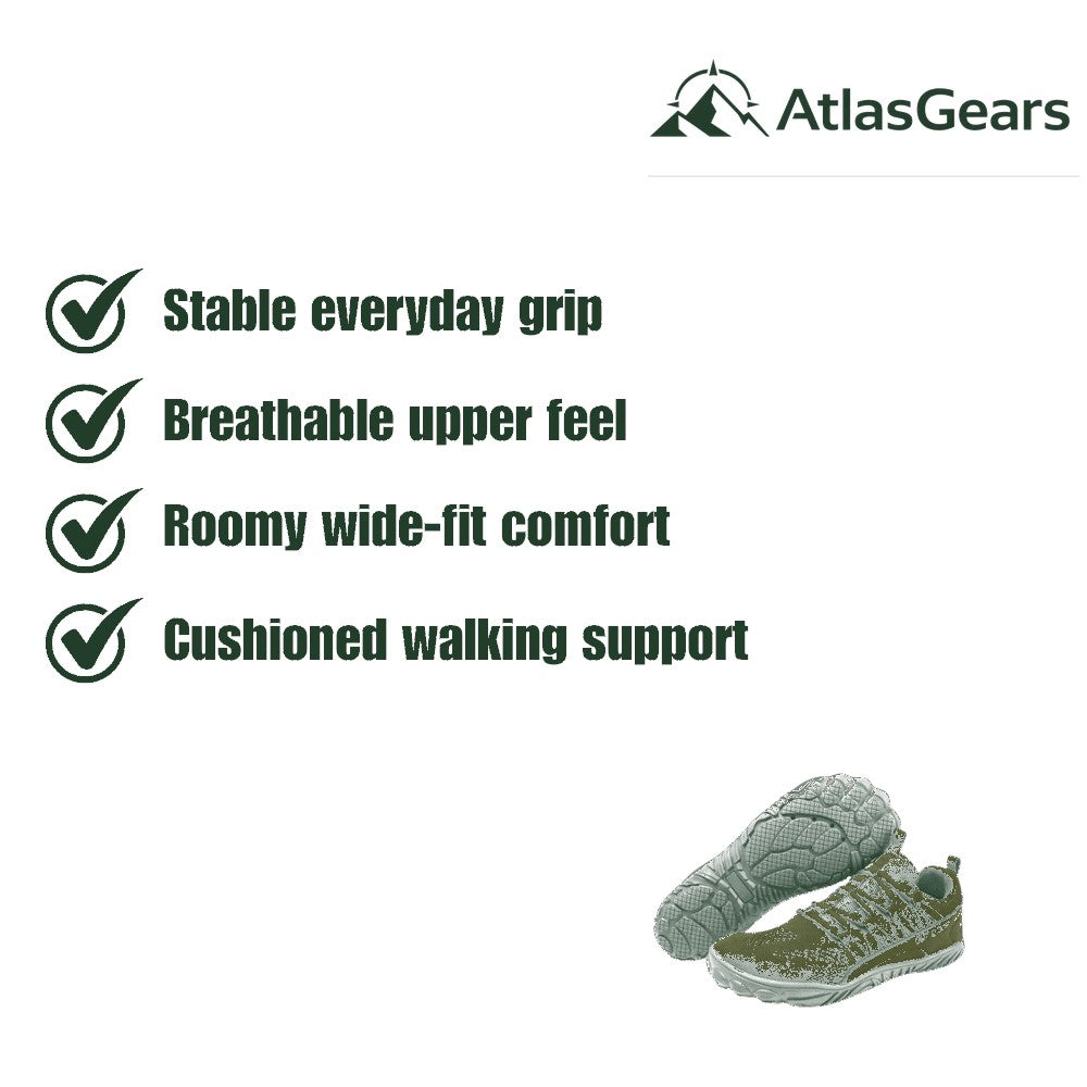 Wide-Fit Walking Shoes – Breathable Lightweight Grip Shoes