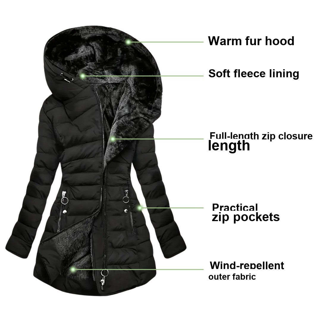 Women's Long Winter Parka – Warm Fur-Lined Hooded Coat