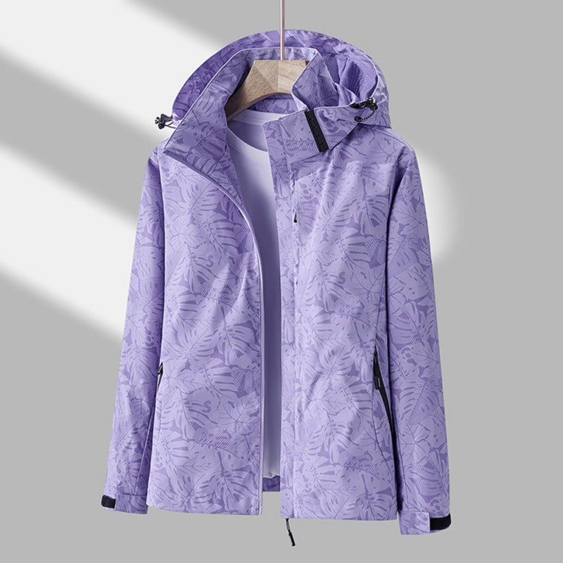 Women's Waterproof Jacket – Windproof Hooded Outdoor Rain Coat – Purple