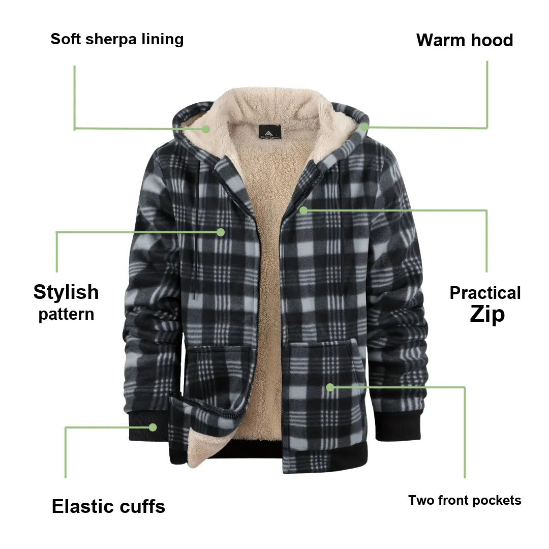 Men's Sherpa Fleece Hoodie – Warm Lined Winter Jacket