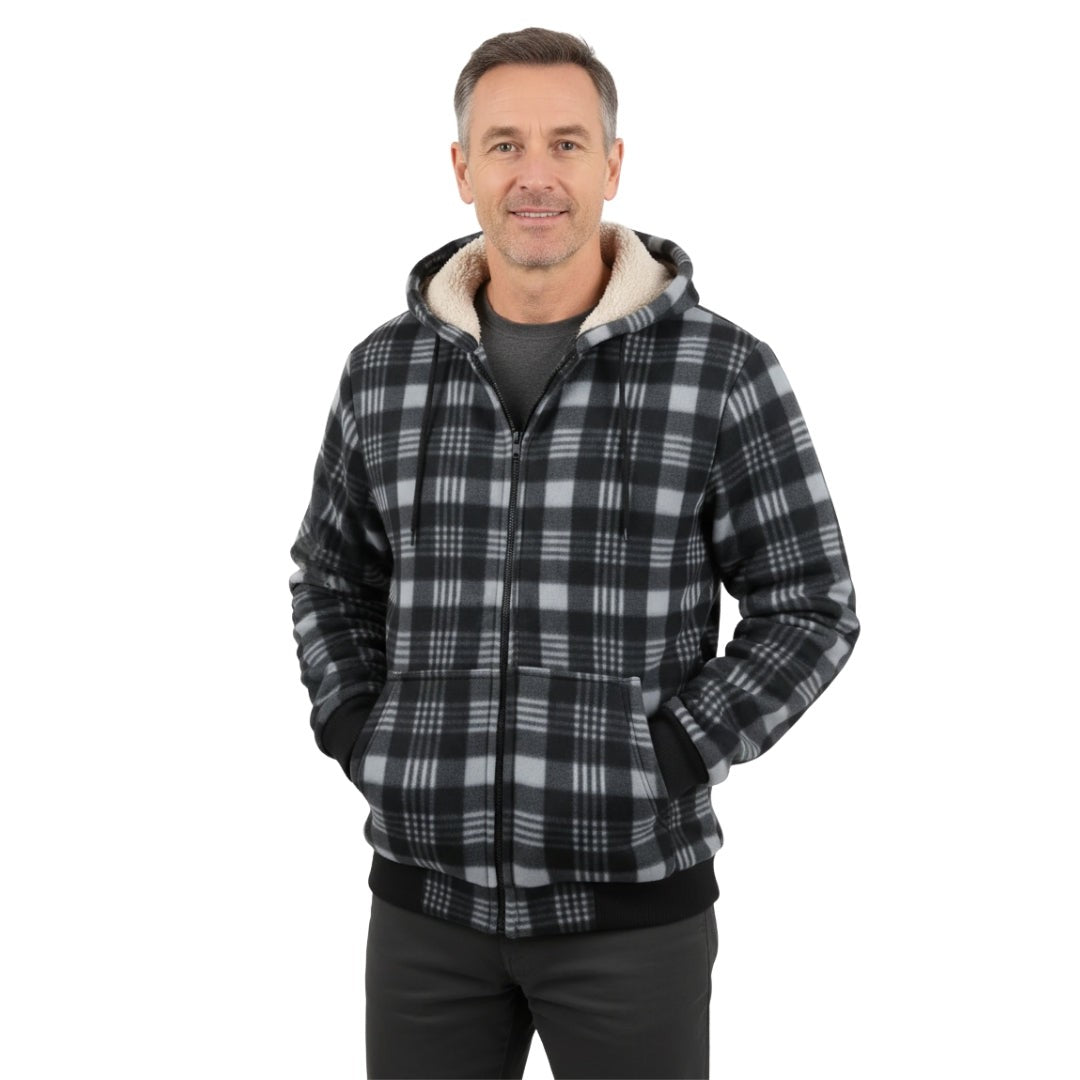 Men's Sherpa Fleece Hoodie – Warm Lined Winter Jacket