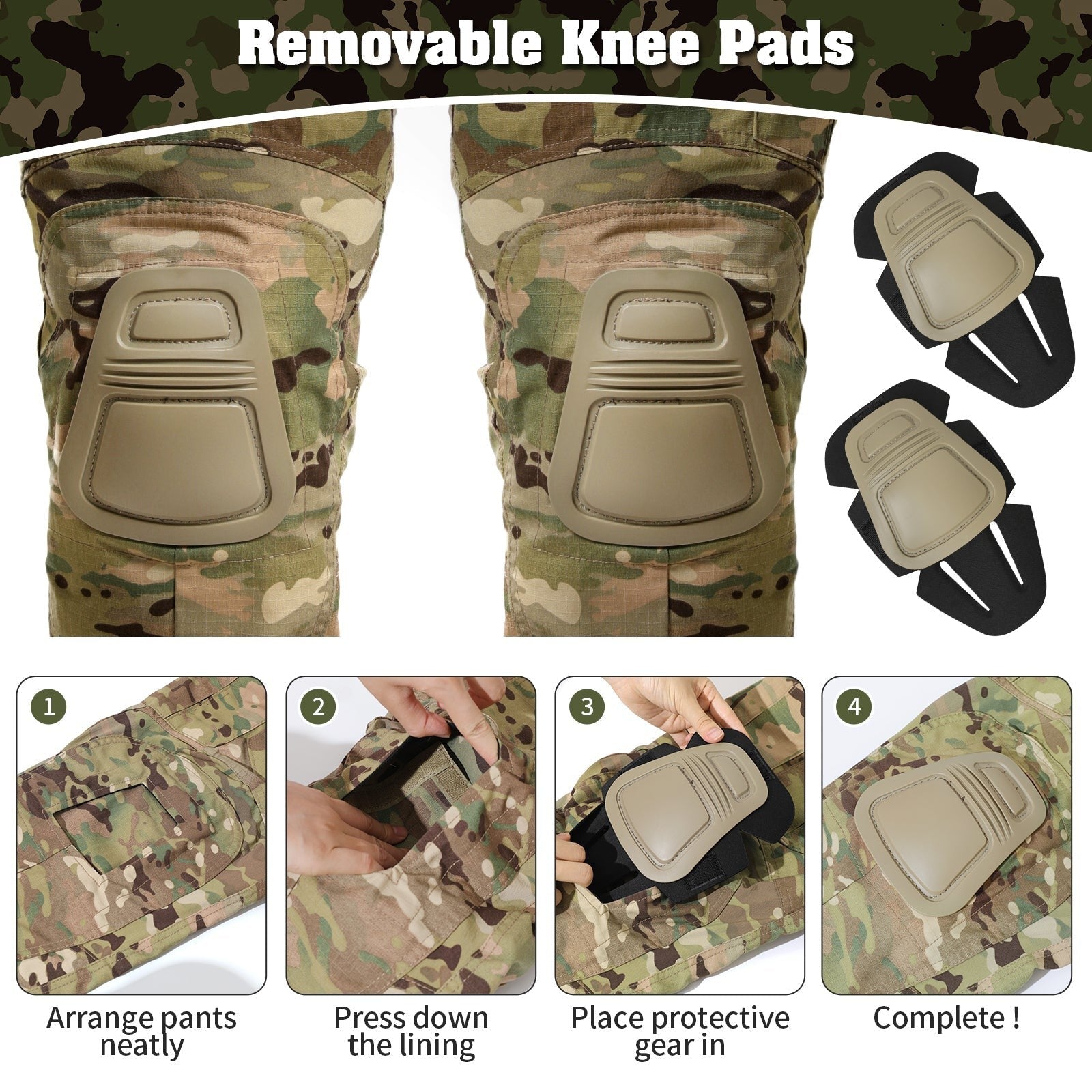 Combat Trousers with Knee Pads – Men's Rip-Stop Tactical
