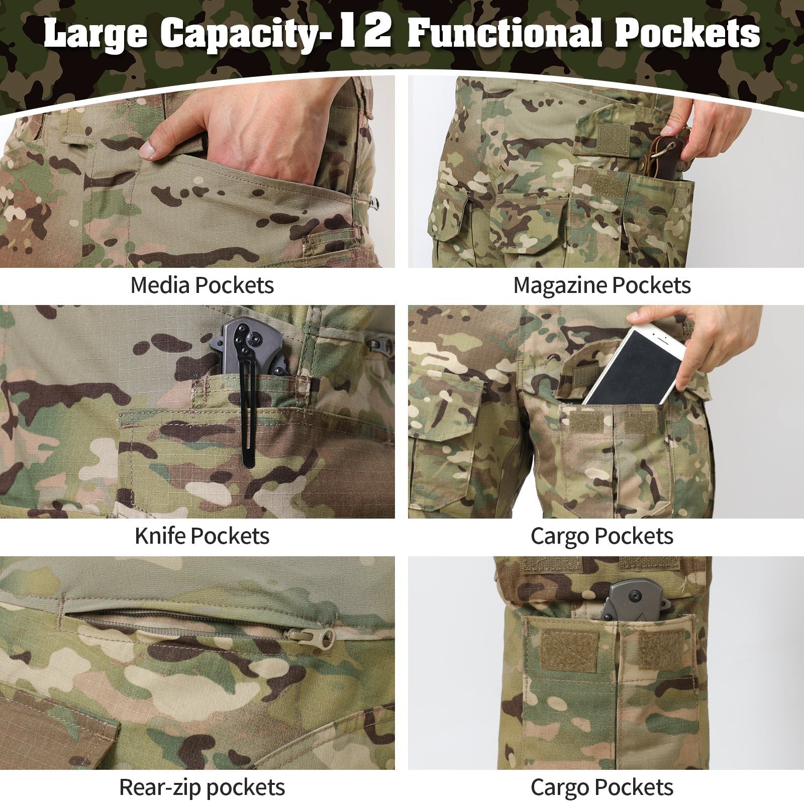Combat Trousers with Knee Pads – Men's Rip-Stop Tactical