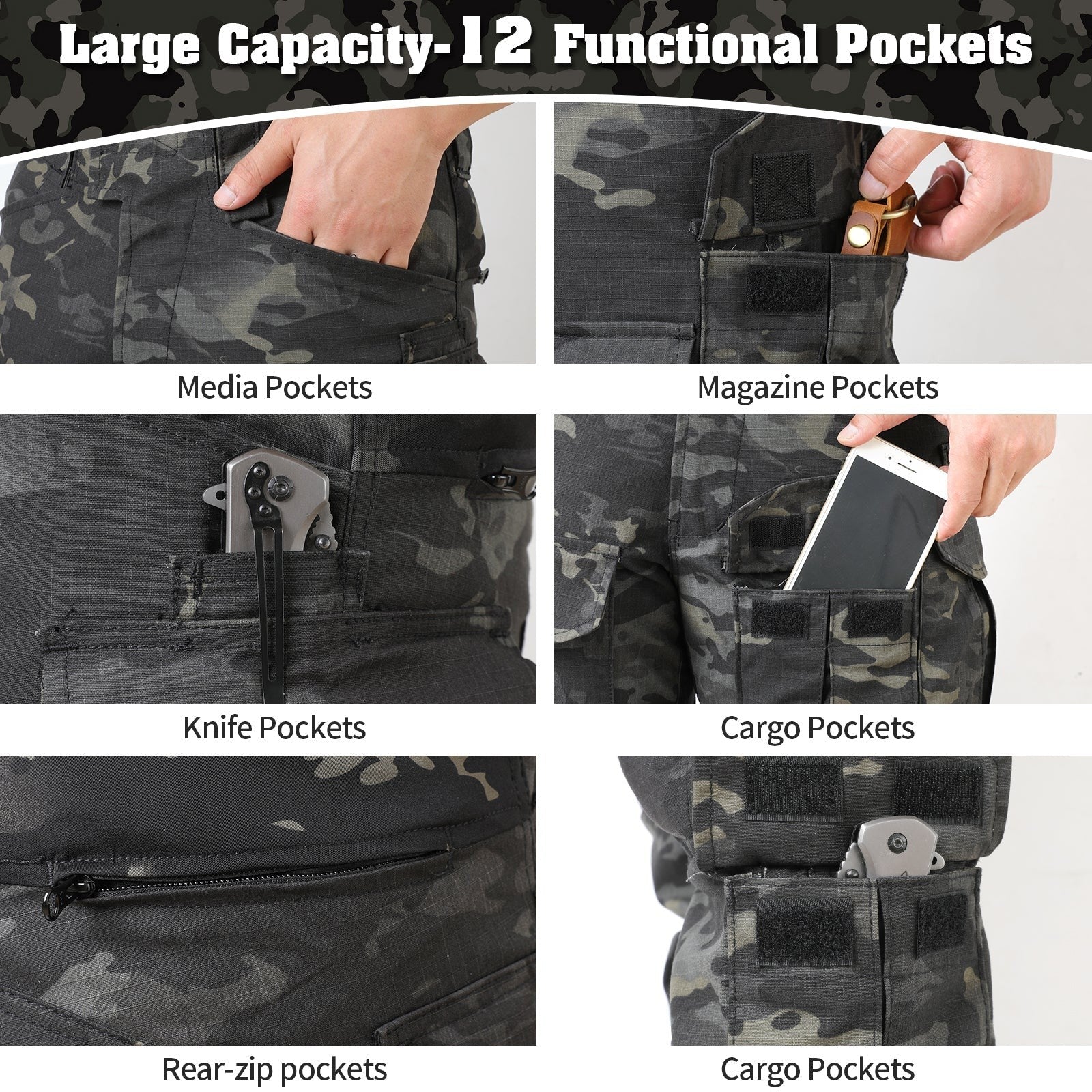 Combat Trousers with Knee Pads – Men's Rip-Stop Tactical