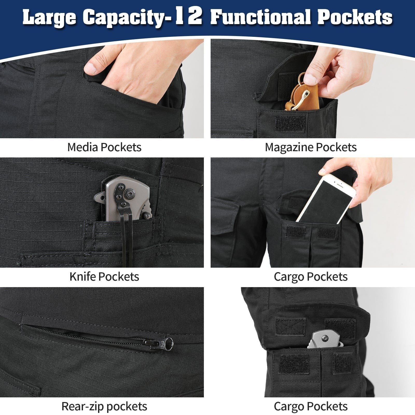 Combat Trousers with Knee Pads – Men's Rip-Stop Tactical