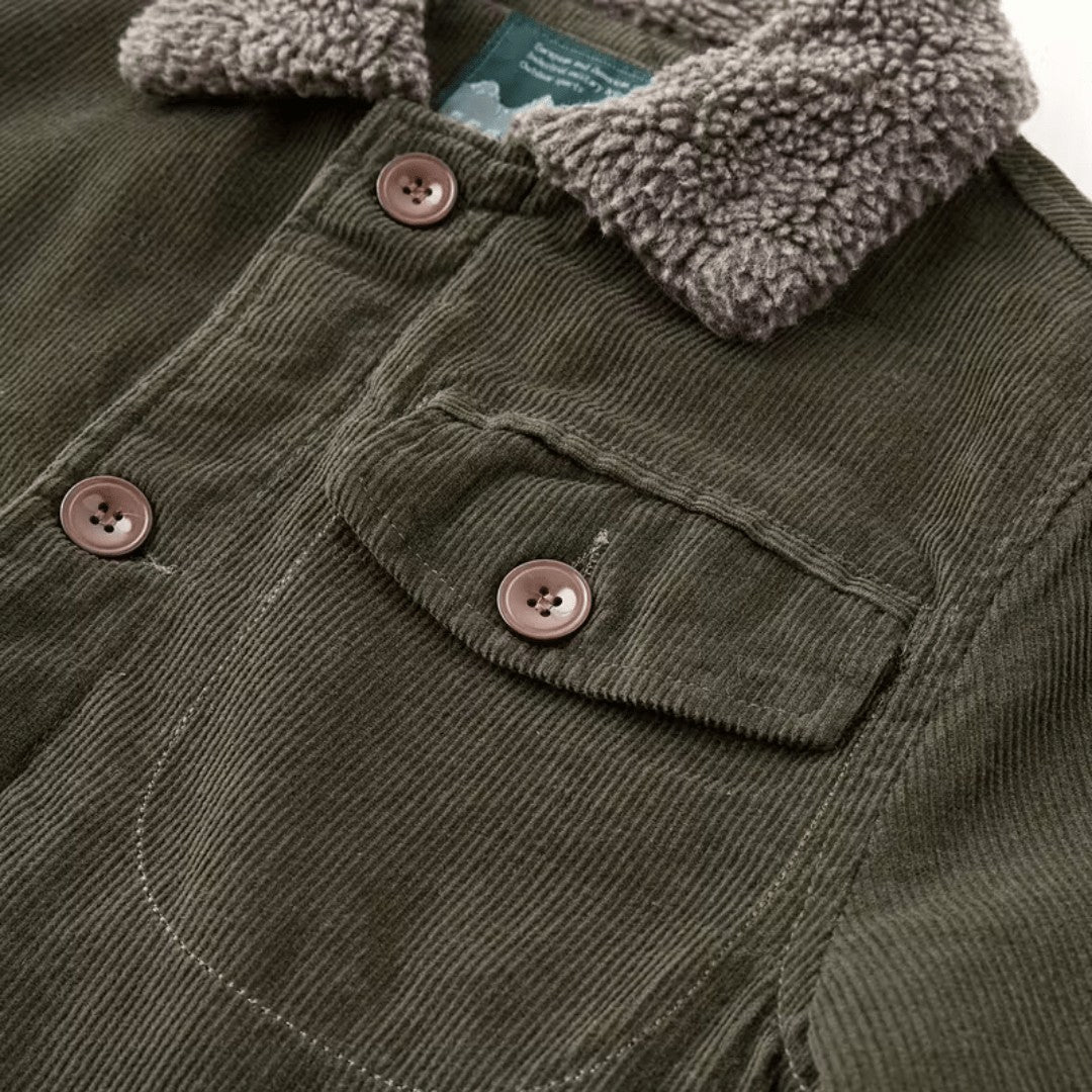 Men's Fleece-Lined Cotton Jacket – Warm Chest-Pocket Outdoor Coat