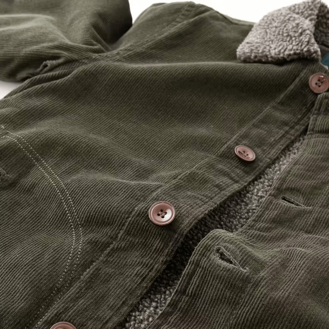 Men's Fleece-Lined Cotton Jacket – Warm Chest-Pocket Outdoor Coat