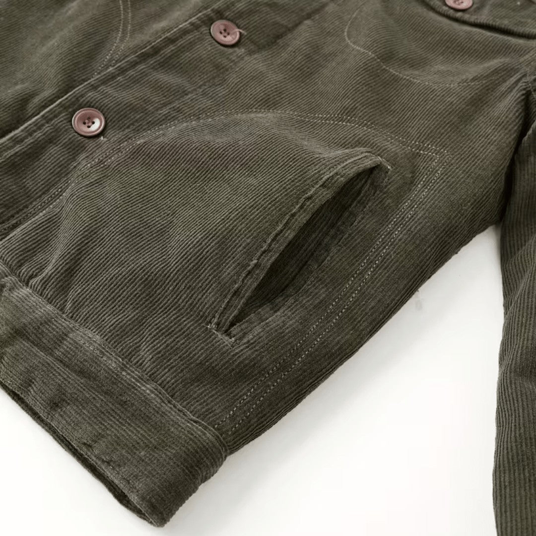 Men's Fleece-Lined Cotton Jacket – Warm Chest-Pocket Outdoor Coat