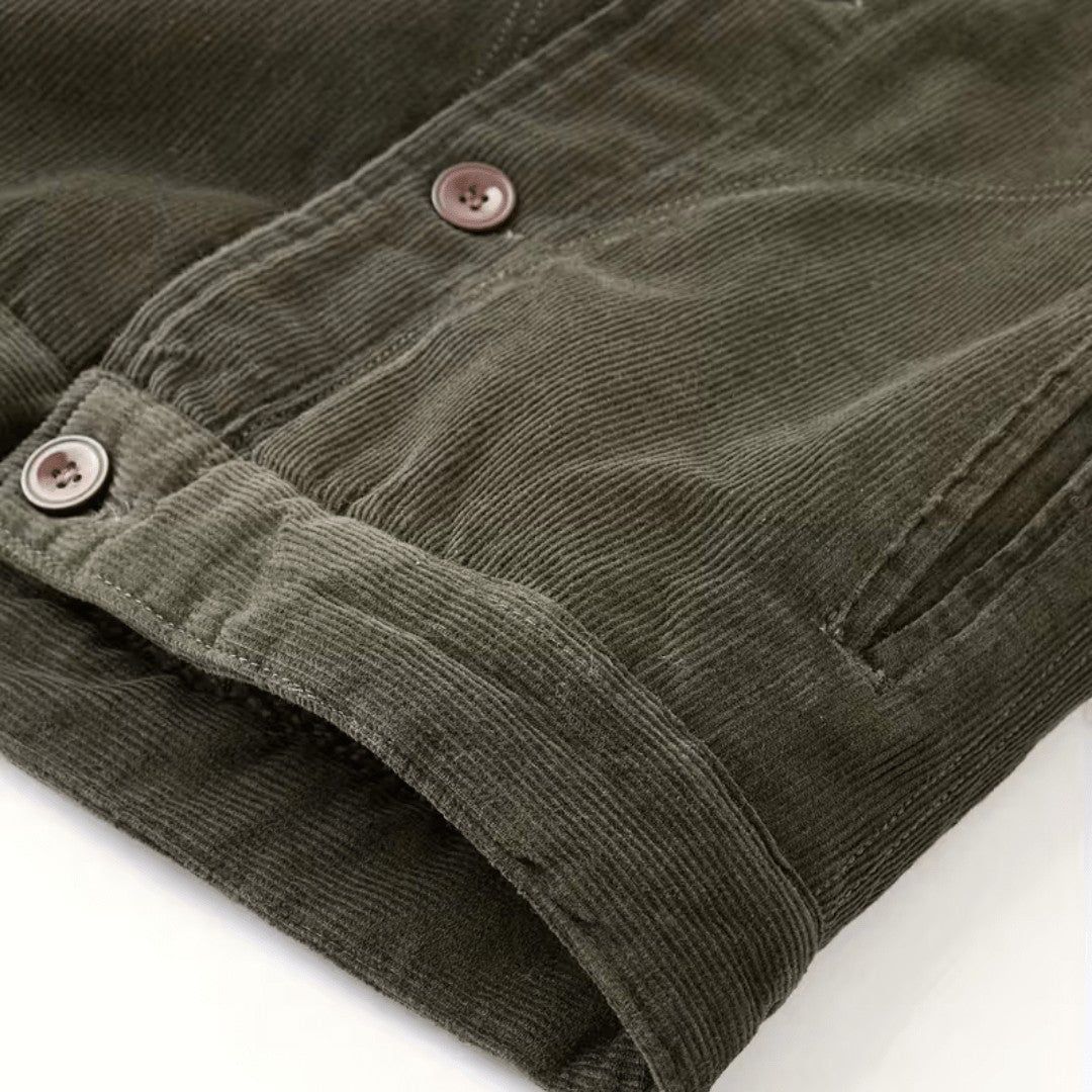 Men's Fleece-Lined Cotton Jacket – Warm Chest-Pocket Outdoor Coat