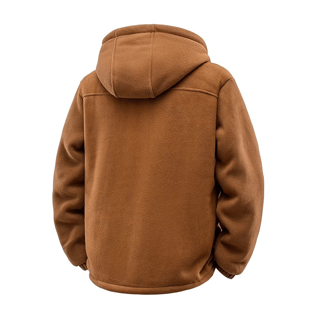 Men's Fleece-Lined Winter Jacket – Hooded Warm Outdoor Coat