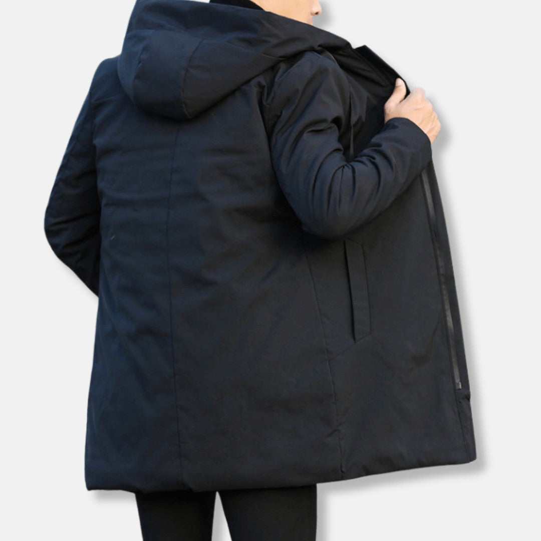 Men's Quilted Winter Coat – Hooded Insulated Padded Warm Jacket