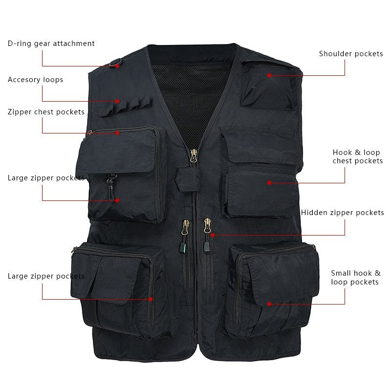 Fishing Vest – Men's Lightweight 16-Pocket Utility Vest