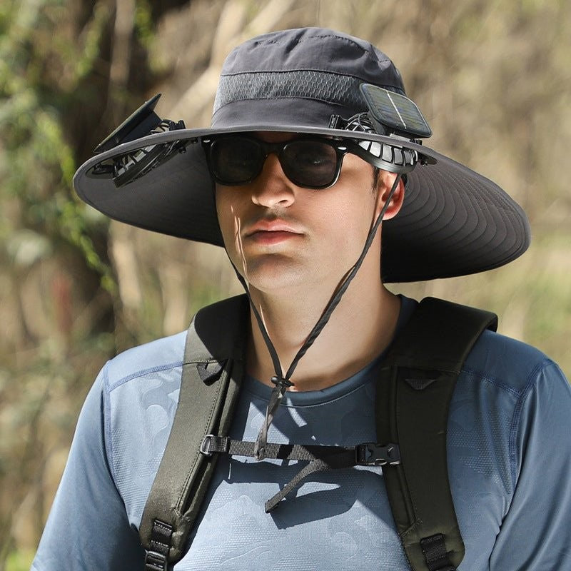 Solar Fan Sun Hat – Wide Brim UV Protection, USB Rechargeable