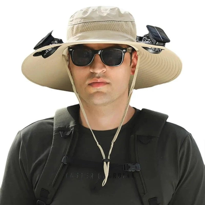 Solar Fan Sun Hat – Wide Brim UV Protection, USB Rechargeable