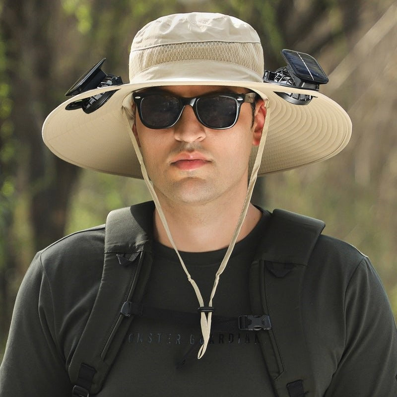 Solar Fan Sun Hat – Wide Brim UV Protection, USB Rechargeable