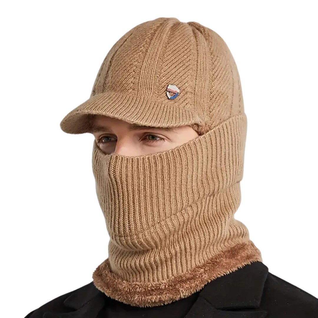 Knitted Winter Hat & Scarf – Warm Fleece Ear-Flap Beanie