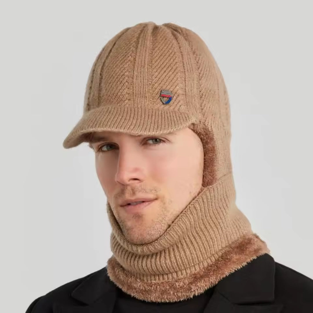 Knitted Winter Hat & Scarf – Warm Fleece Ear-Flap Beanie