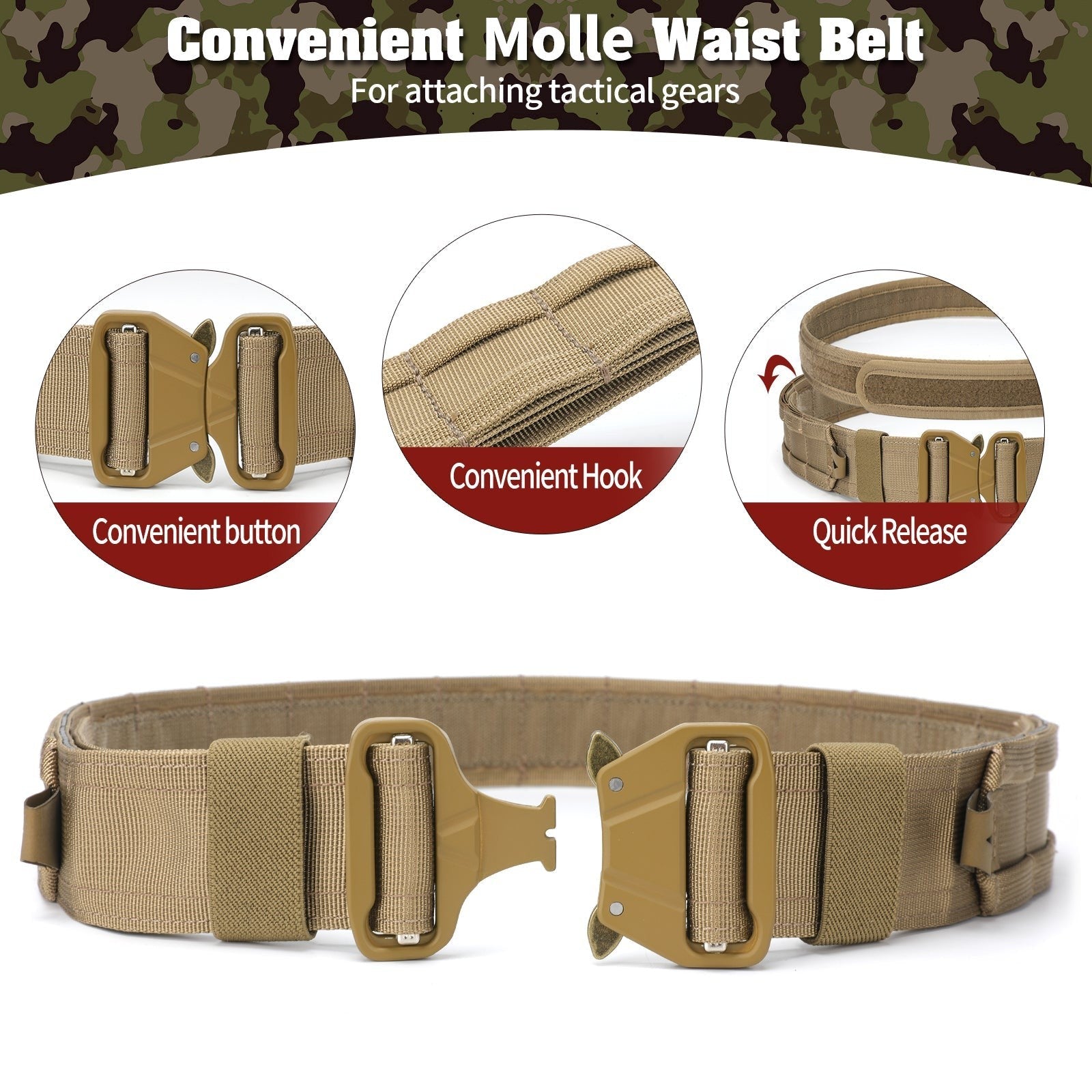 Tactical Duty Belt – Men's 5-in-1 Quick-Release Combat Belt