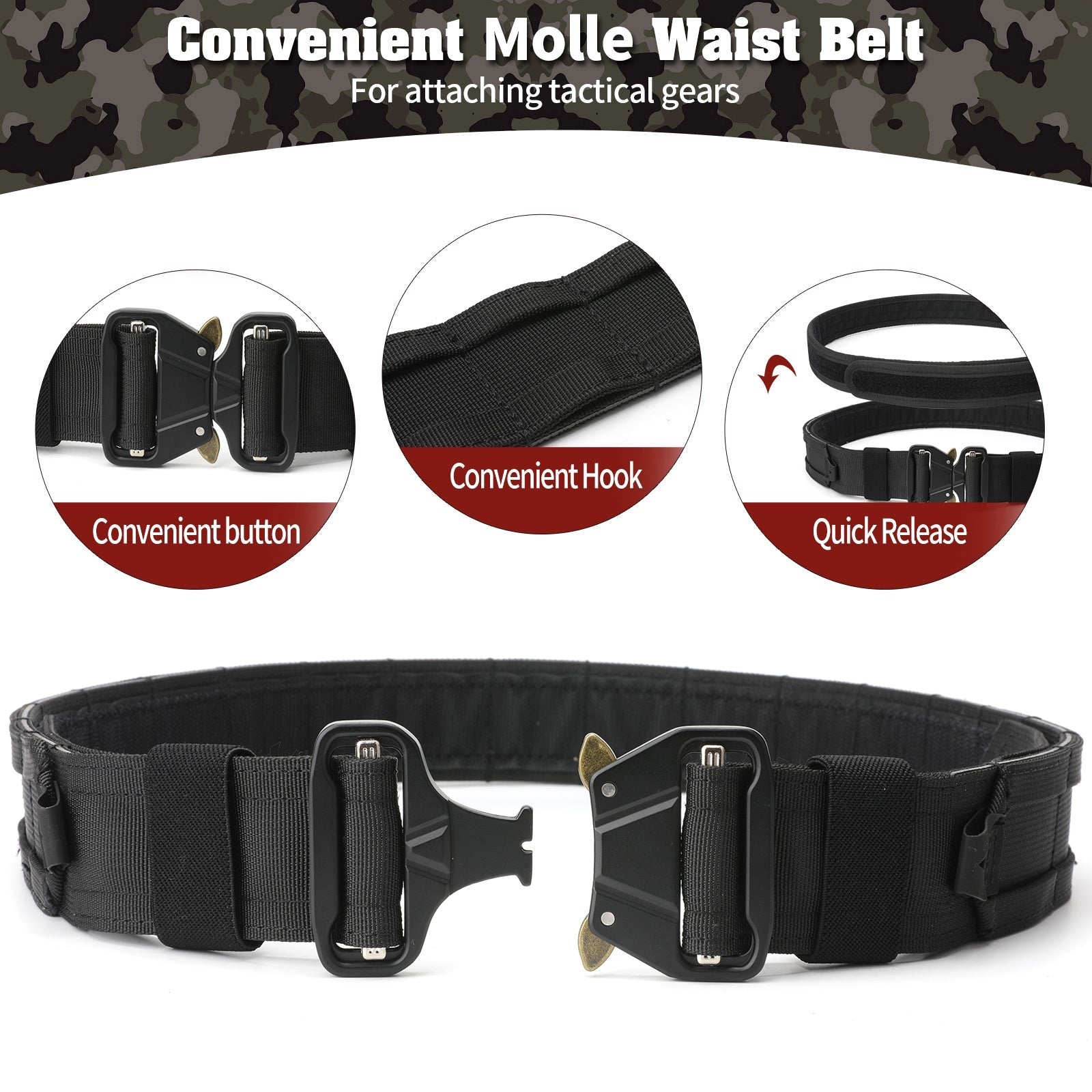 Tactical Duty Belt – Men's 5-in-1 Quick-Release Combat Belt