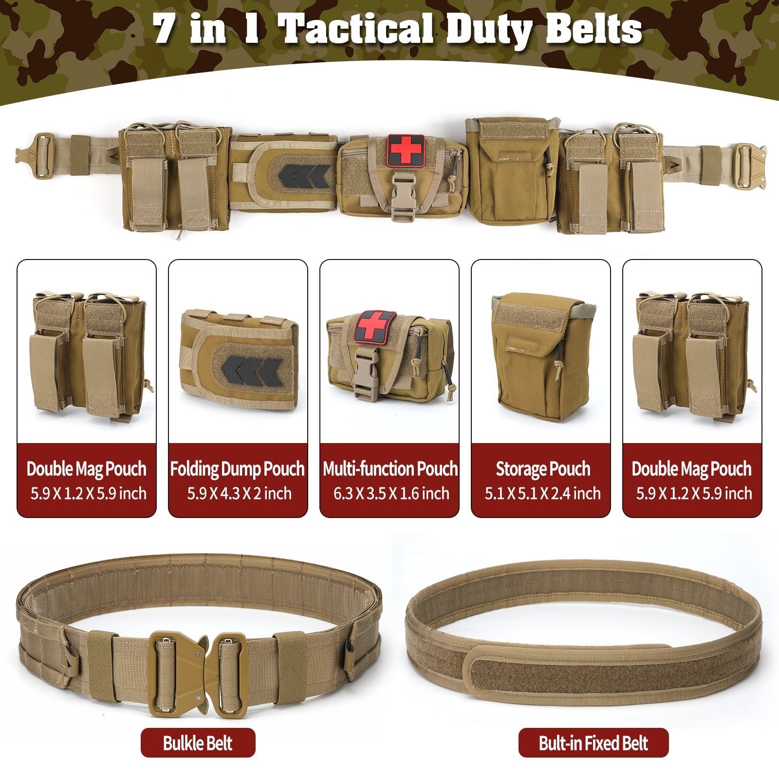 Tactical Duty Belt – Men's 5-in-1 Quick-Release Combat Belt
