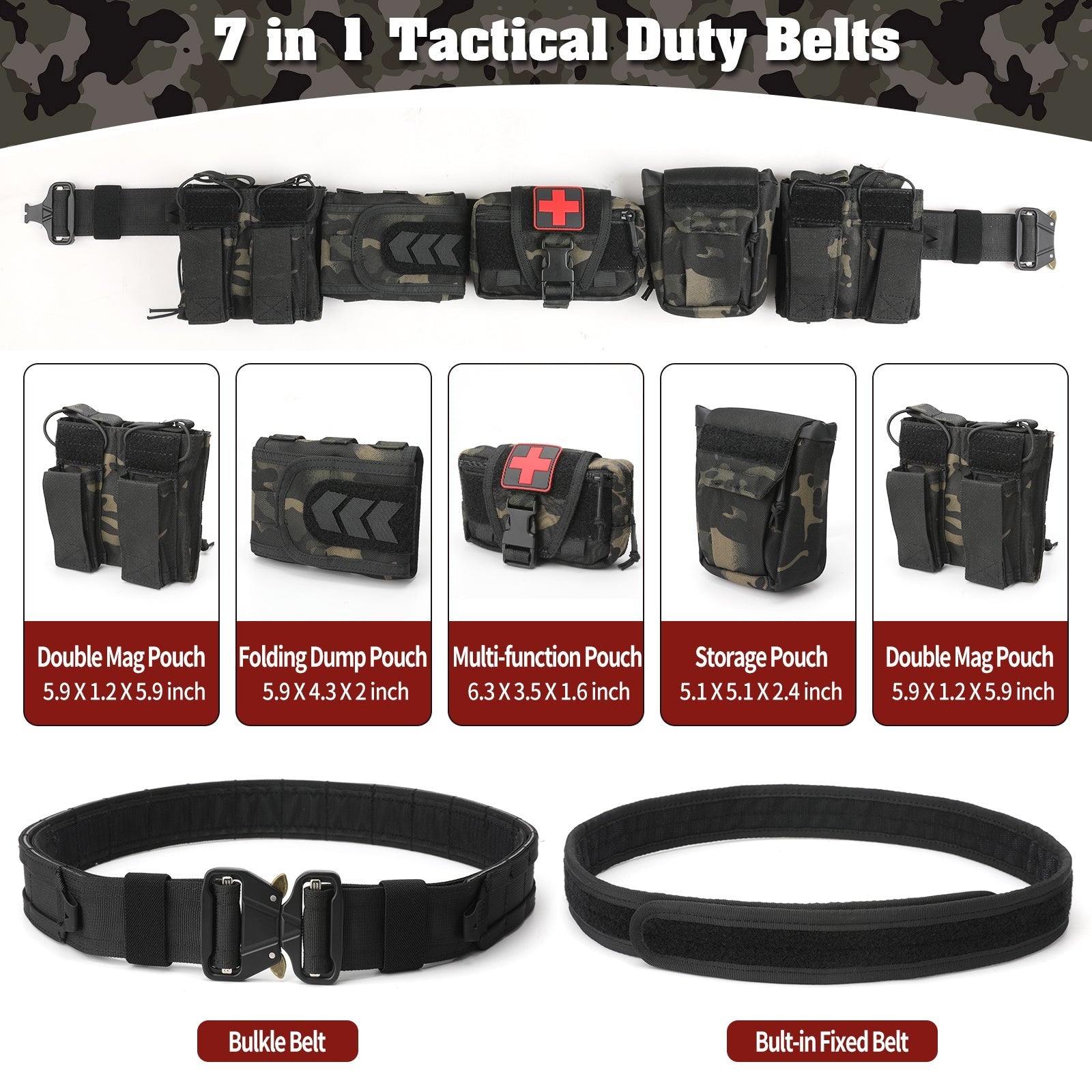 Tactical Duty Belt – Men's 5-in-1 Quick-Release Combat Belt