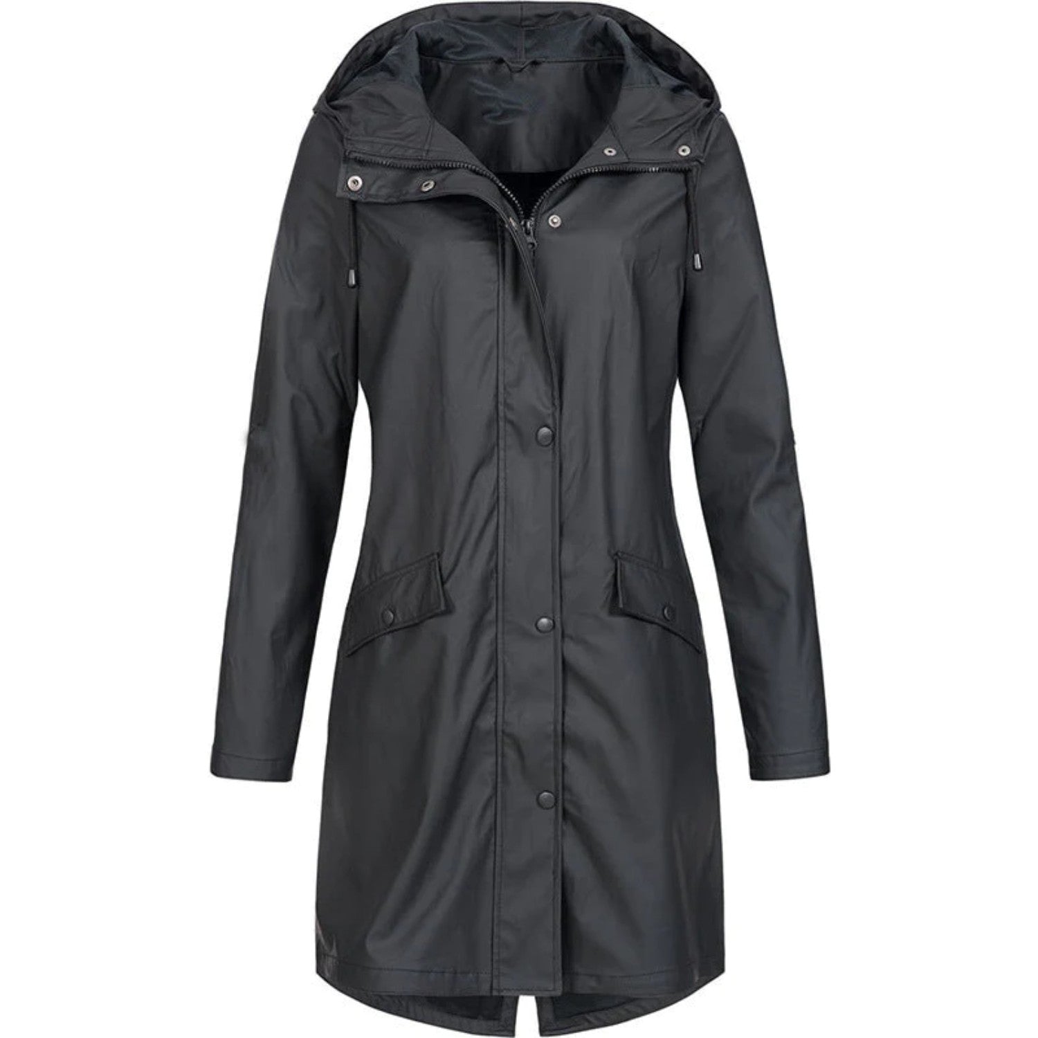 Women's Raincoat – Waterproof Hooded Longline Rain Jacket
