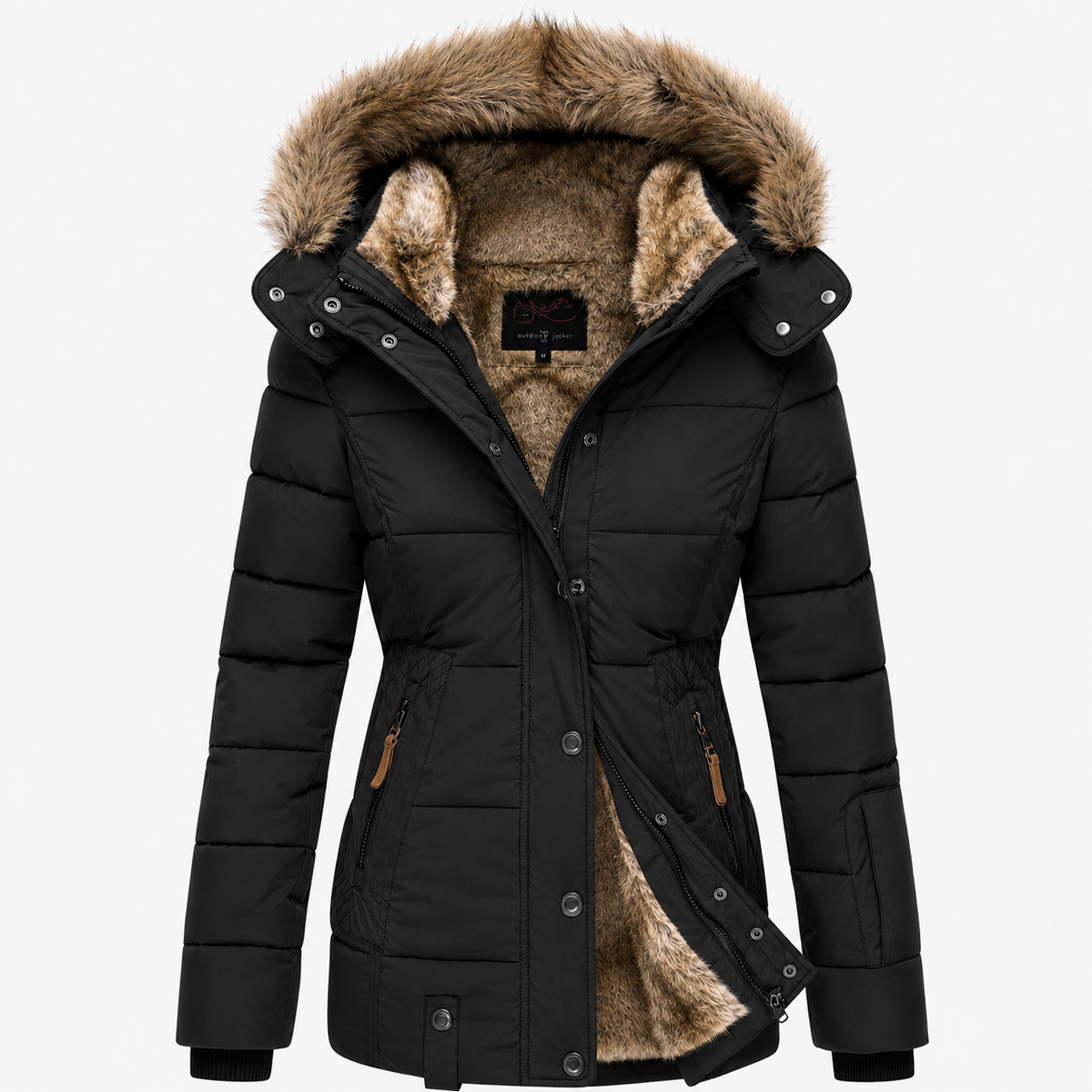 Women's Quilted Jacket – Padded Warm Hooded Winter Coat