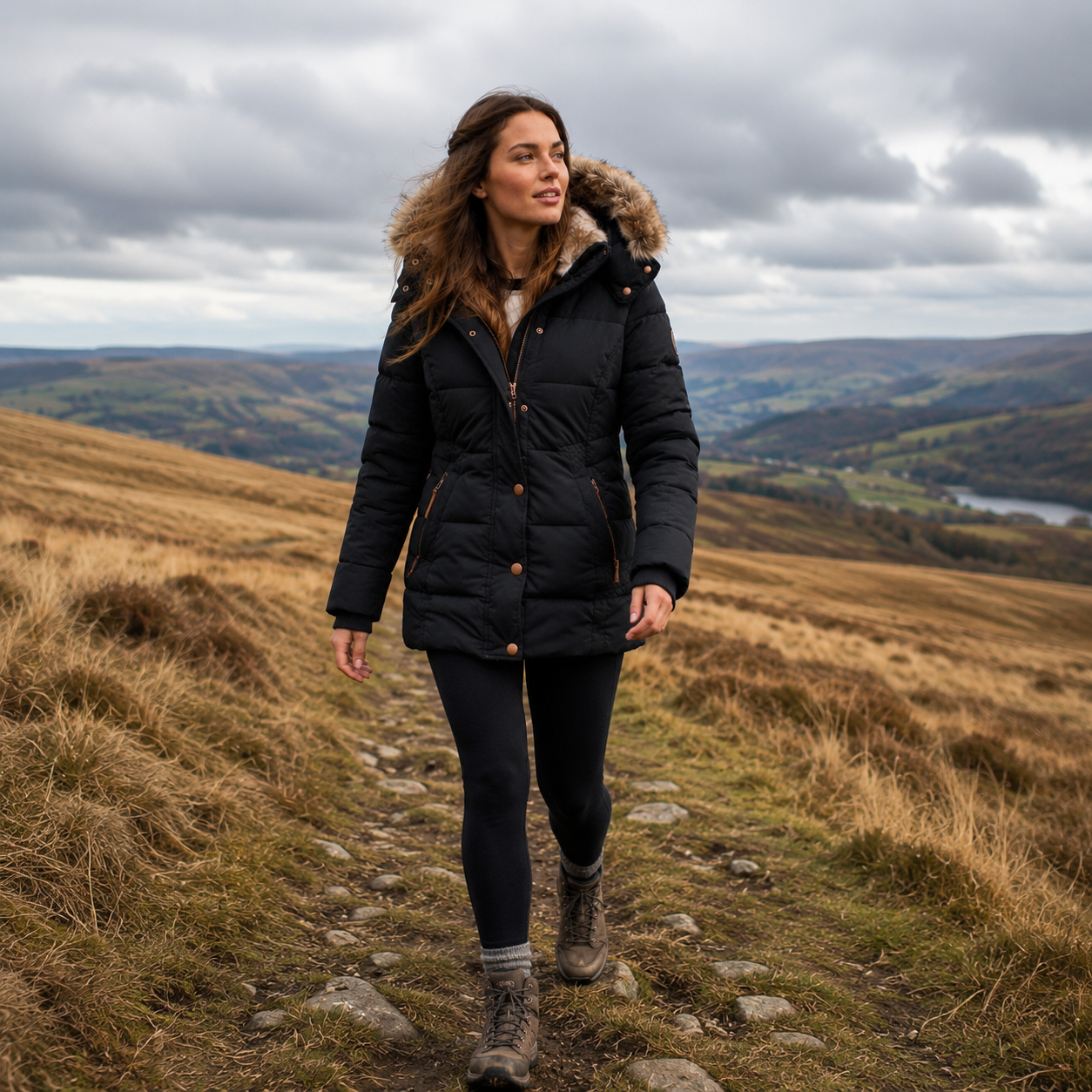 Women's Quilted Jacket – Padded Warm Hooded Winter Coat