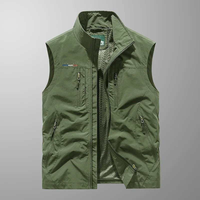 Cargo Gilet – Lightweight Water-Resistant Sleeveless Vest – Green
