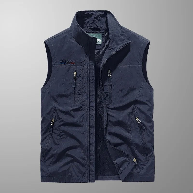 Cargo Gilet – Lightweight Water-Resistant Sleeveless Vest – Navy Blue