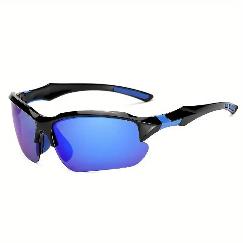 Cycling Sunglasses – Polarised UV Sports Sunglasses – Black-Blue