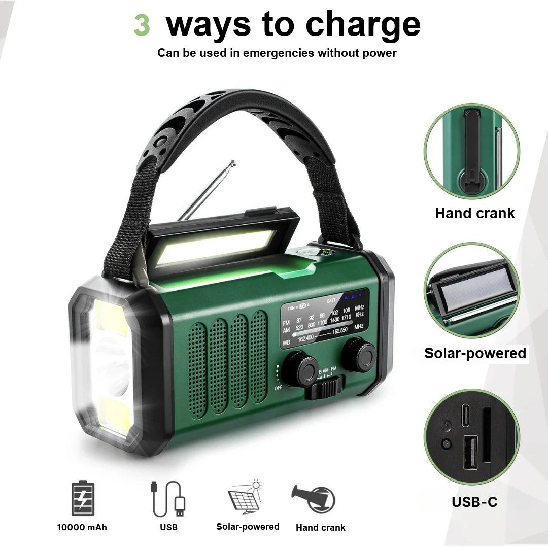 Emergency Radio – Solar & Hand-Crank Rechargeable Radio