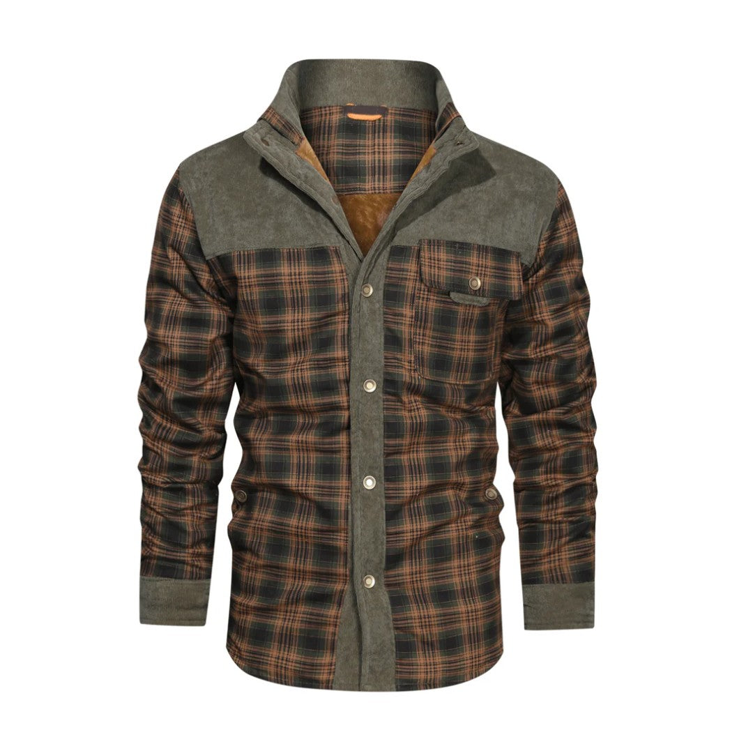 Flannel Jacket – Men's Insulated Checked Overshirt – Army Green