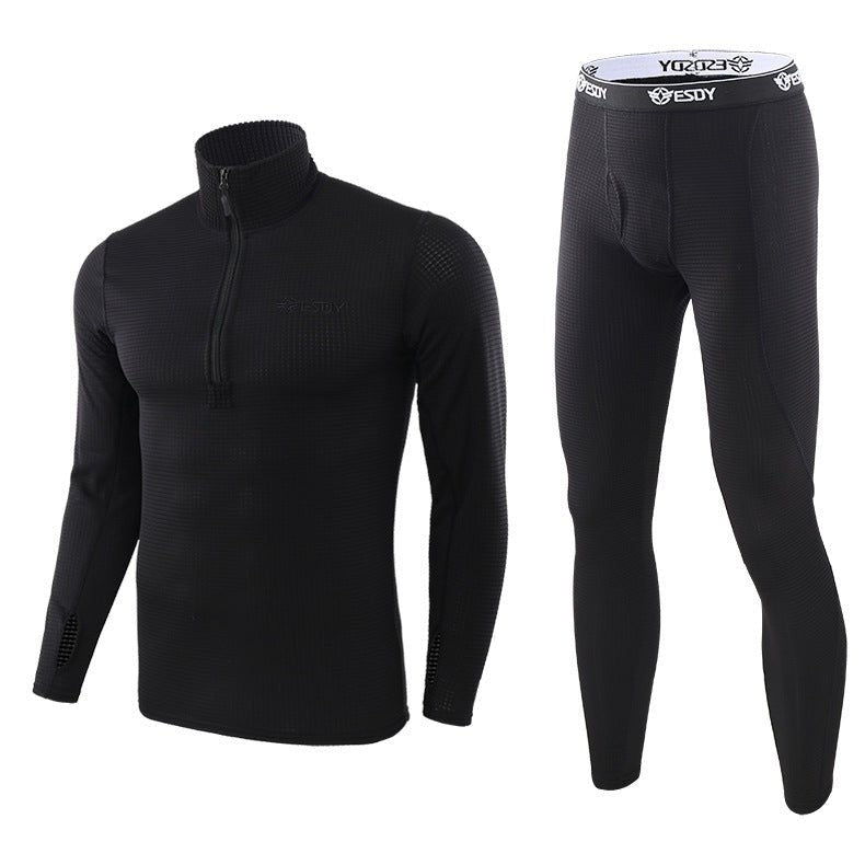 Fleece Base Layer Set – Men's Warm Thermal Underwear – Black