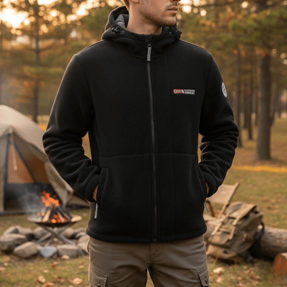 Fleece Jacket – Men's Windproof Breathable Outdoor Fleece – Black