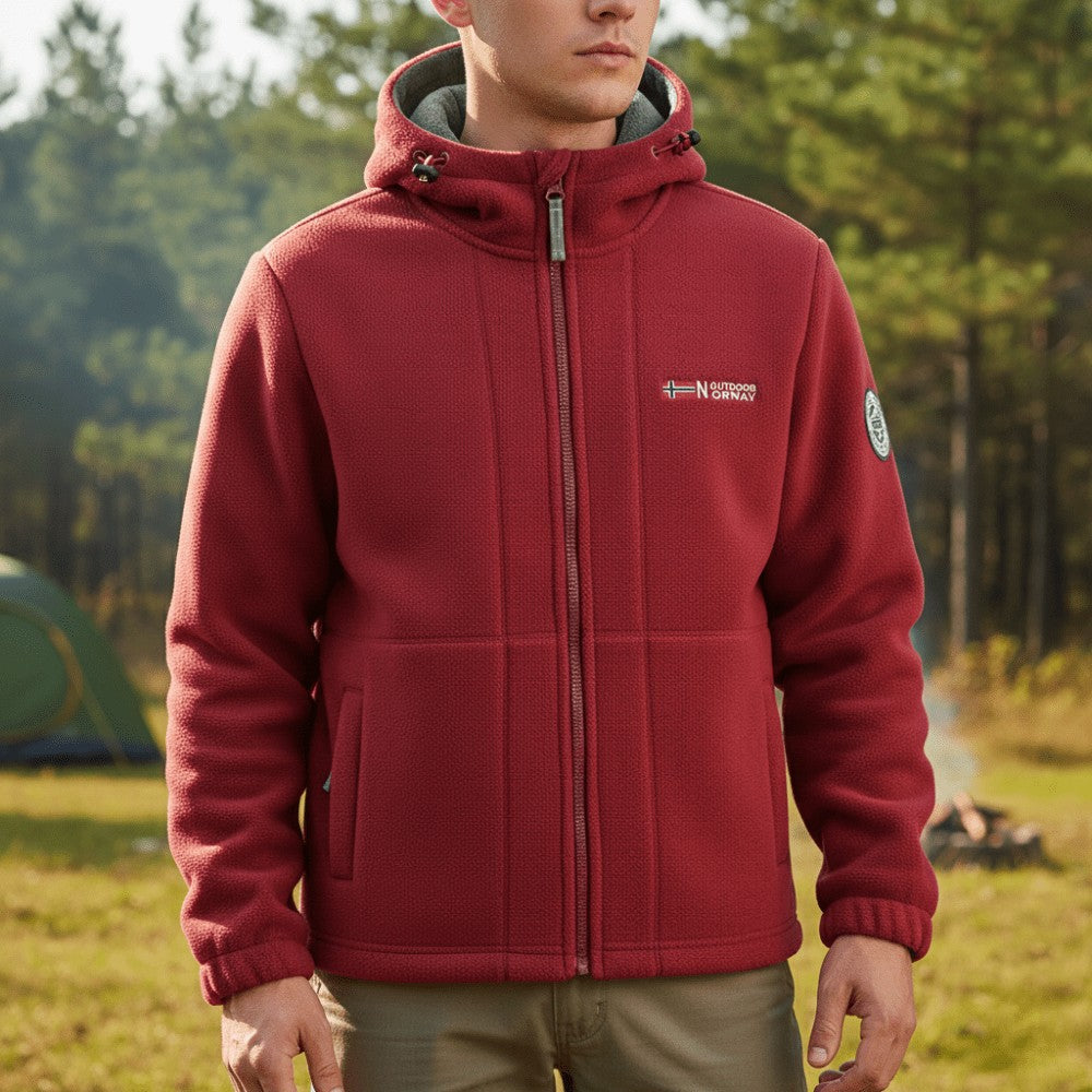 Fleece Jacket – Men's Windproof Breathable Outdoor Fleece – Red