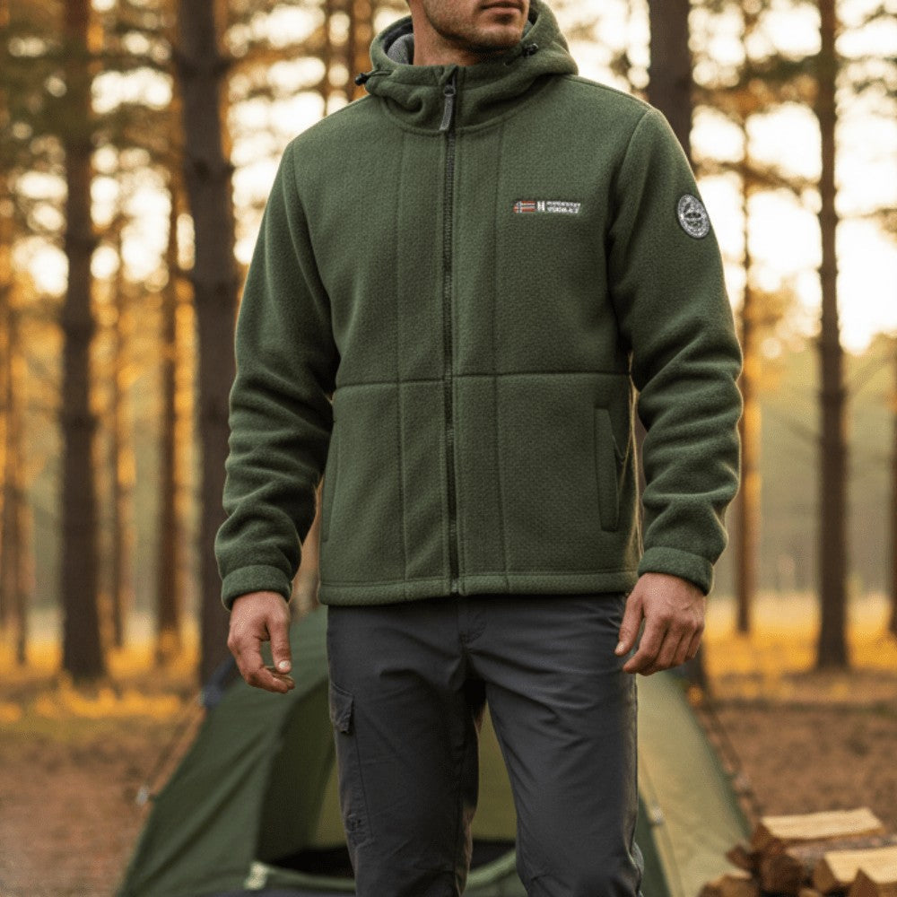 Fleece Jacket – Men's Windproof Breathable Outdoor Fleece – Army Green