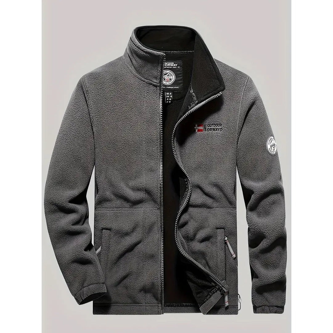 Fleece Jacket – Thermal Polar Fleece Outdoor Jacket – Grey