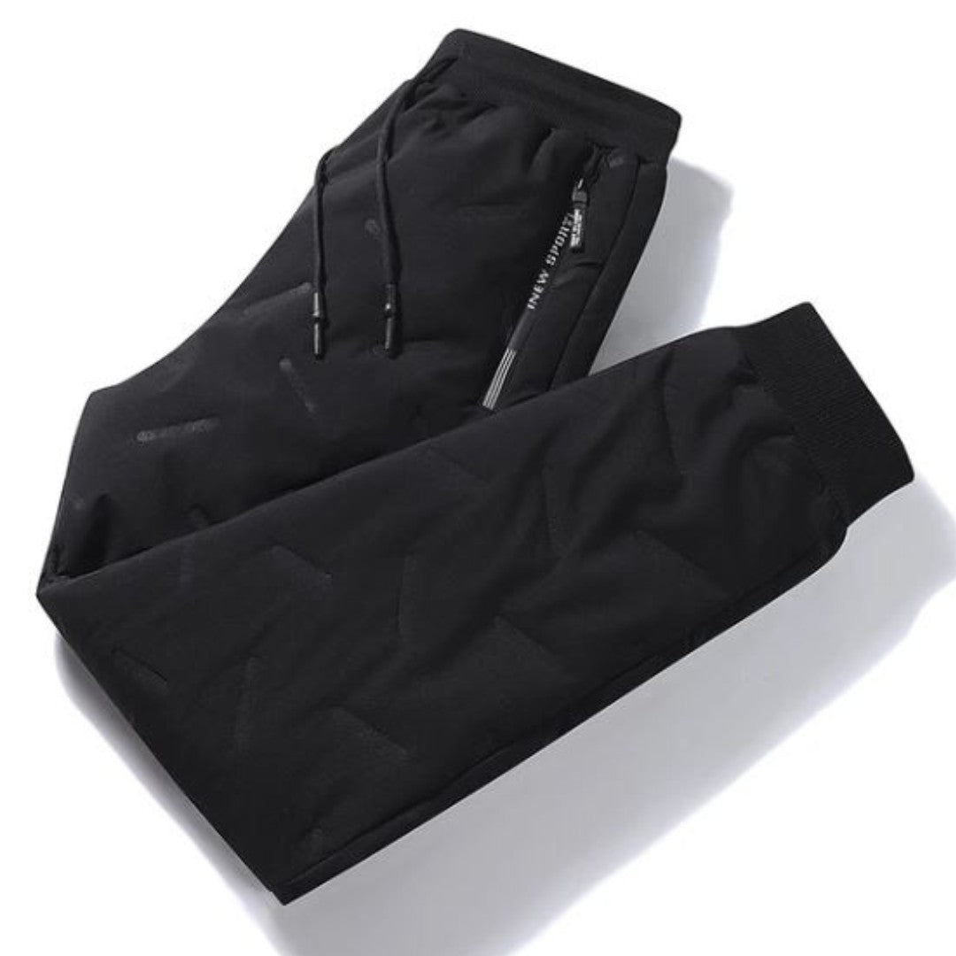 Fleece Trousers – Warm Lined Winter Outdoor Trousers – Ribbed Black