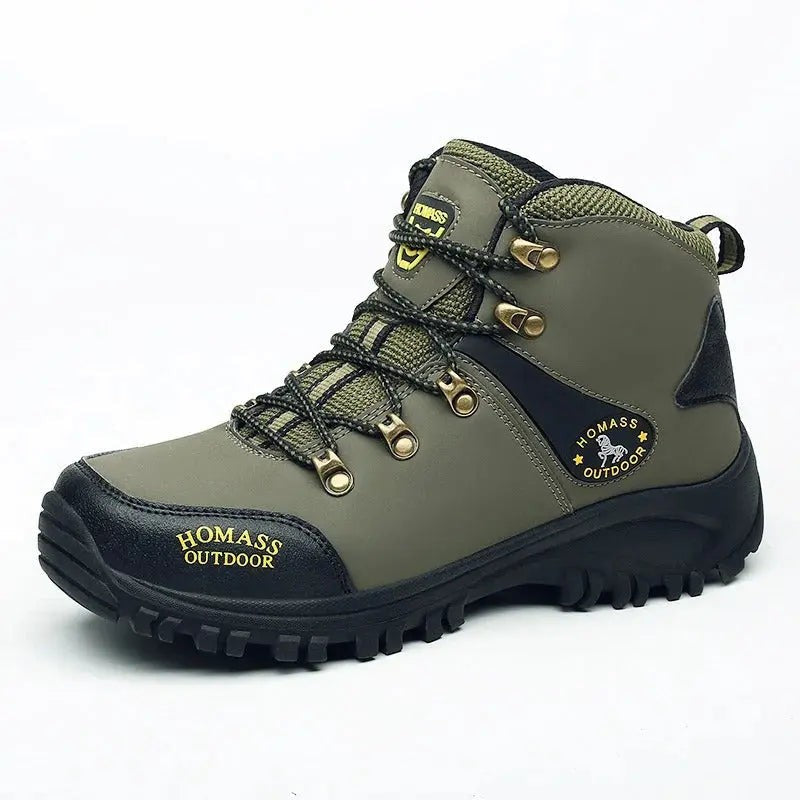 Hiking Boots – Men's High-Top Waterproof Wide-Fit Boots – Green