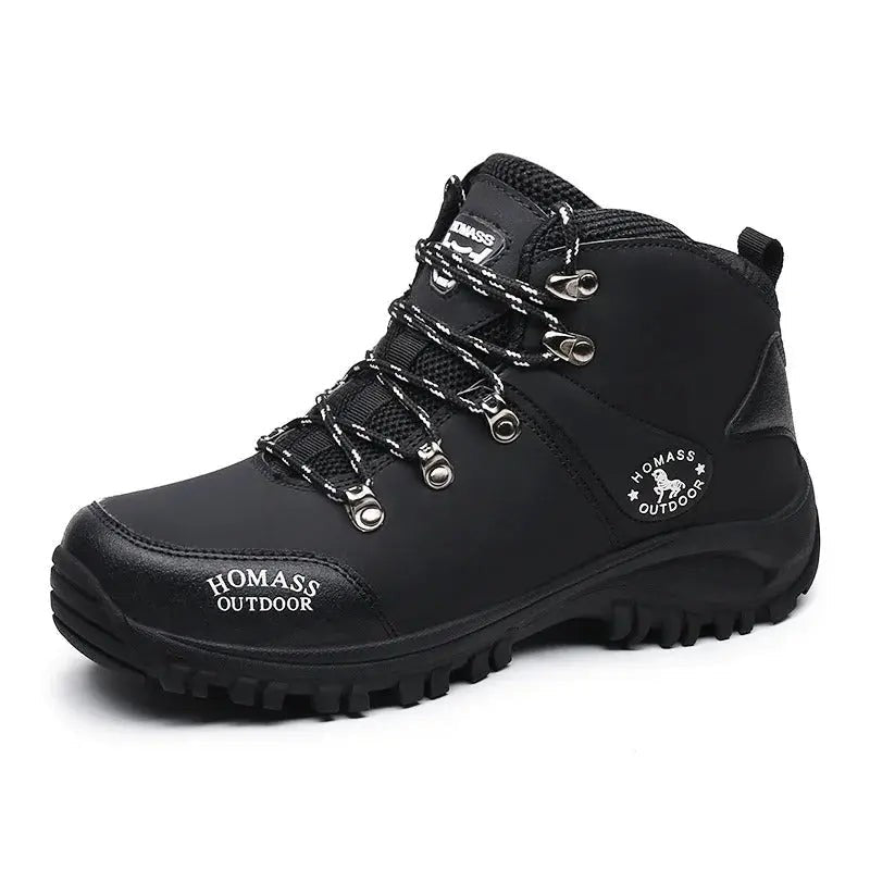 Hiking Boots – Men's High-Top Waterproof Wide-Fit Boots – Black