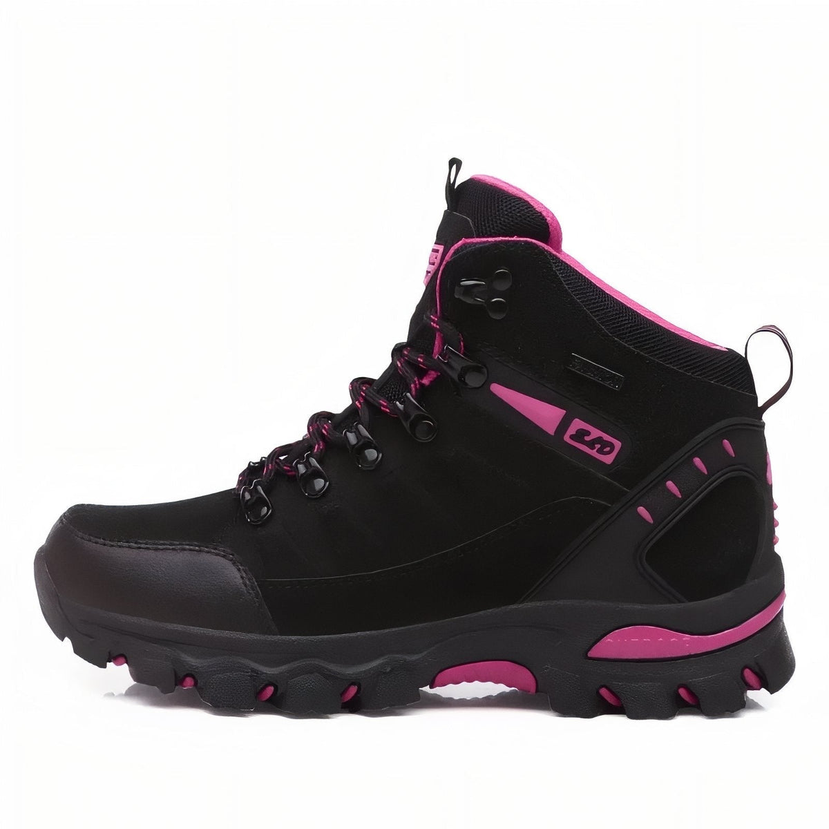 Hiking Boots – Women's High-Top Grippy Trail Boots – Black and Fuchsia