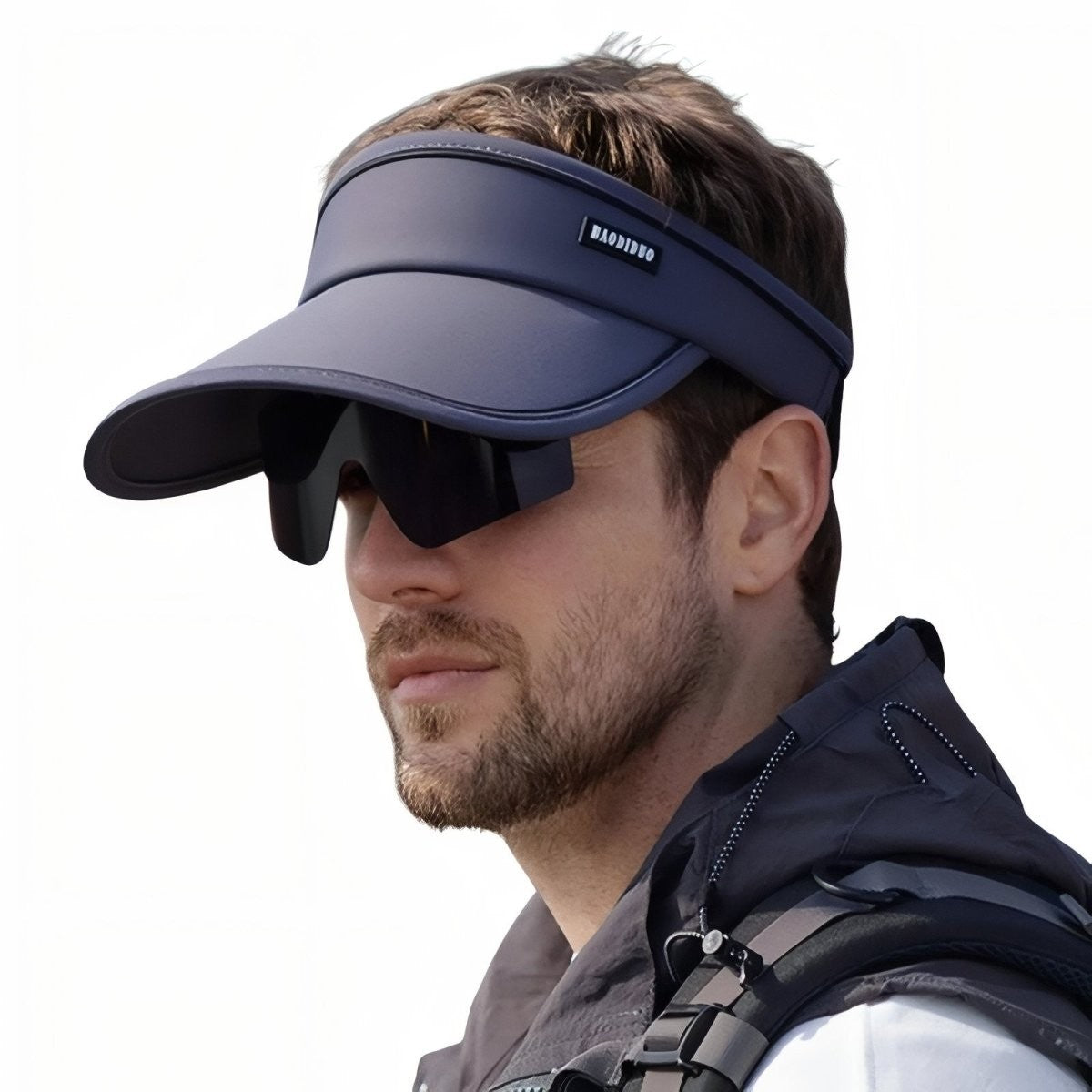 Hiking Cap – Breathable Visor with Built-In Sunglasses – Dark Grey