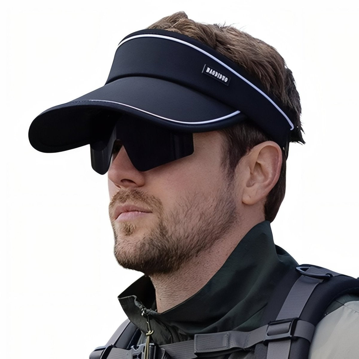 Hiking Cap – Breathable Visor with Built-In Sunglasses – Black