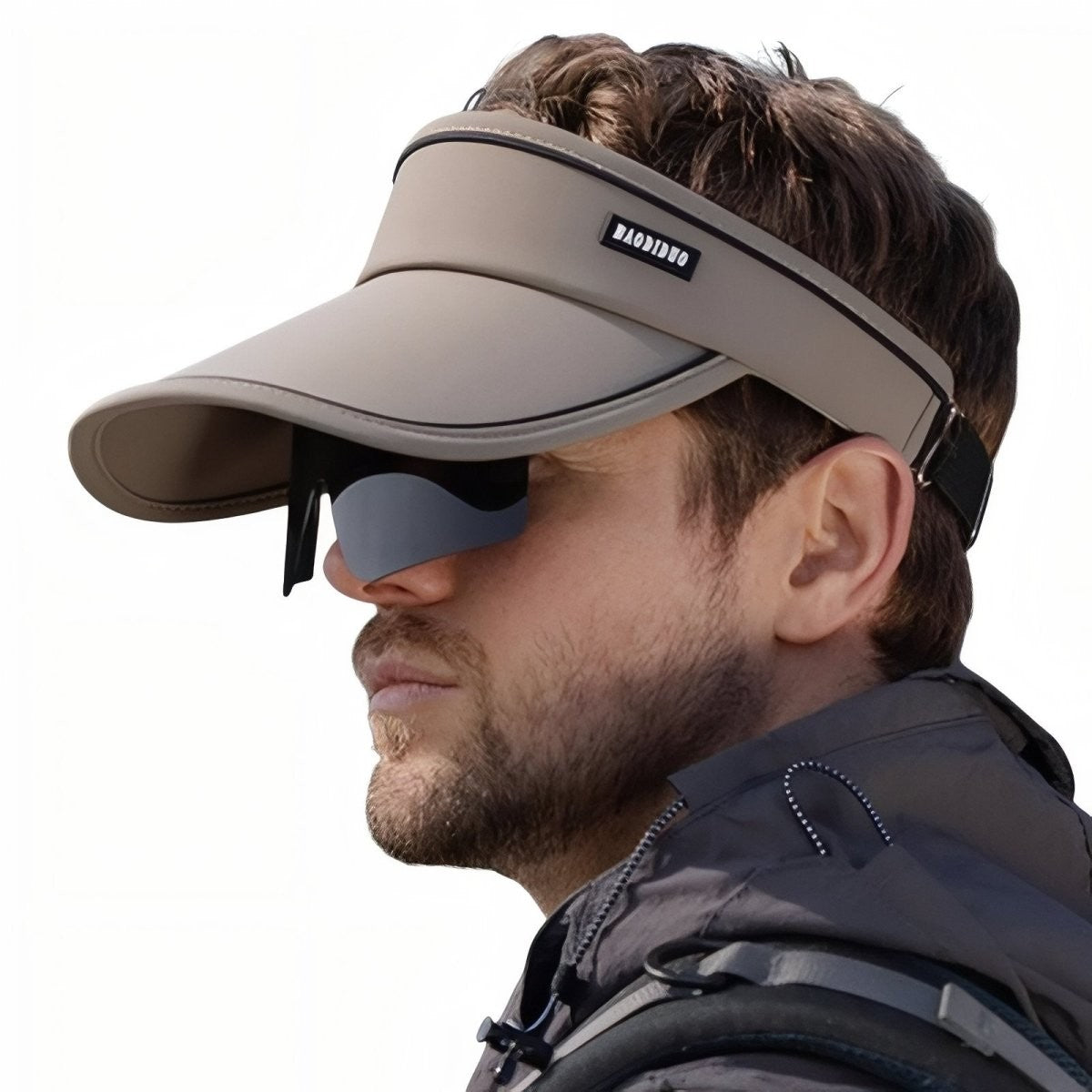 Hiking Cap – Breathable Visor with Built-In Sunglasses – Brown